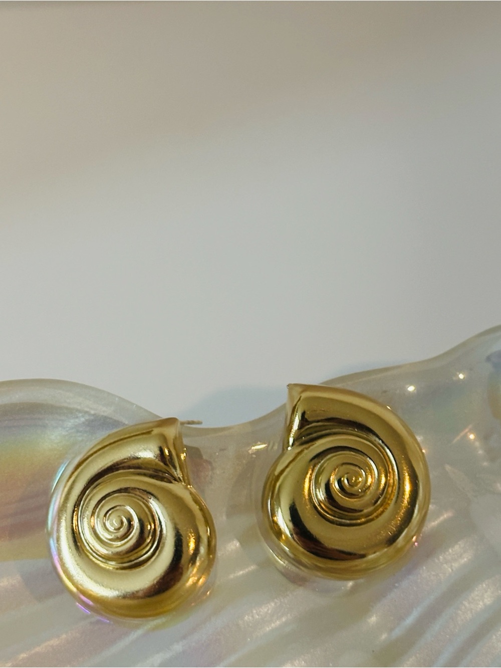 Gold Spiral Shell Stud Earrings - Women Jewelry